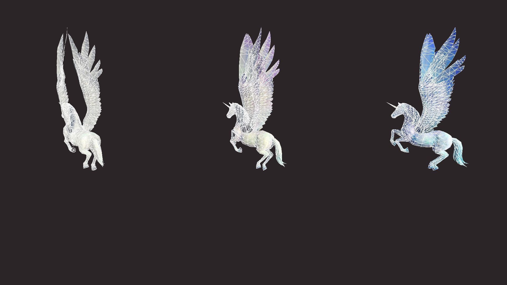 Unicorns unicorn flying in air Low-poly 3D model_15