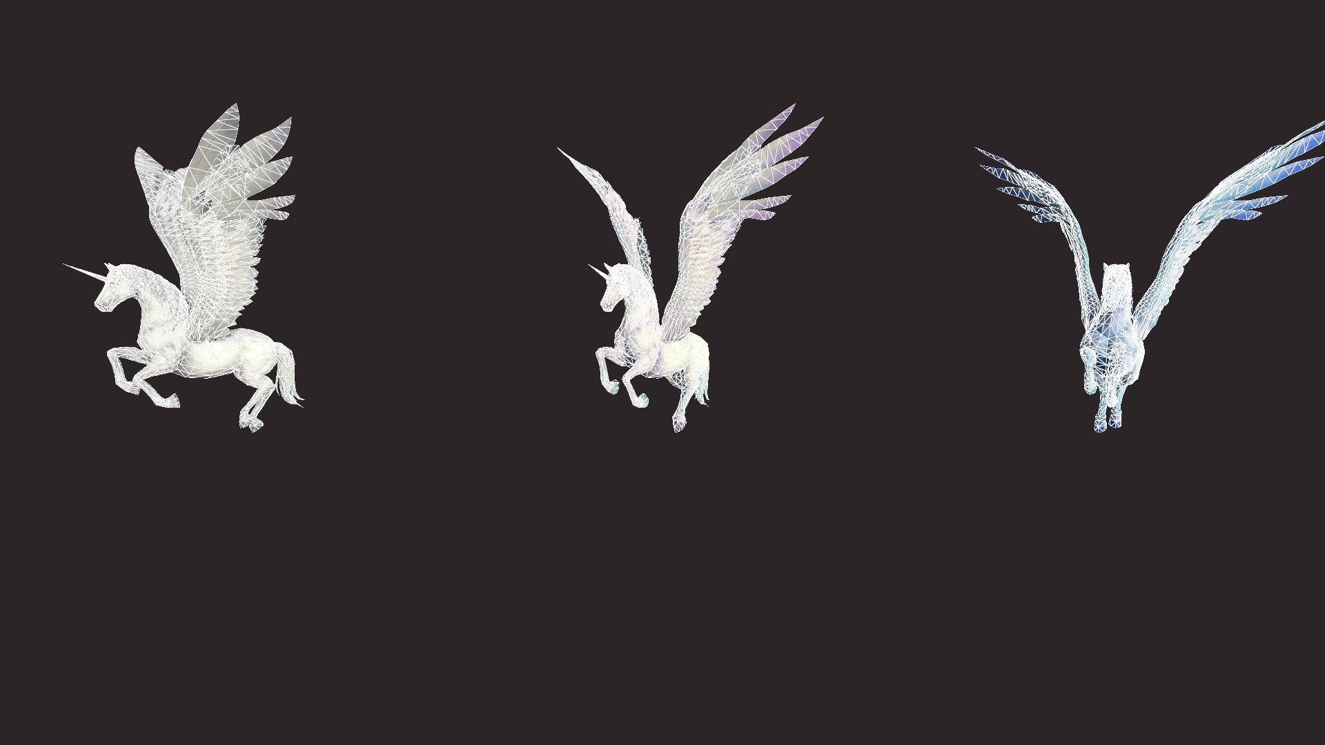 Unicorns unicorn flying in air Low-poly 3D model_13