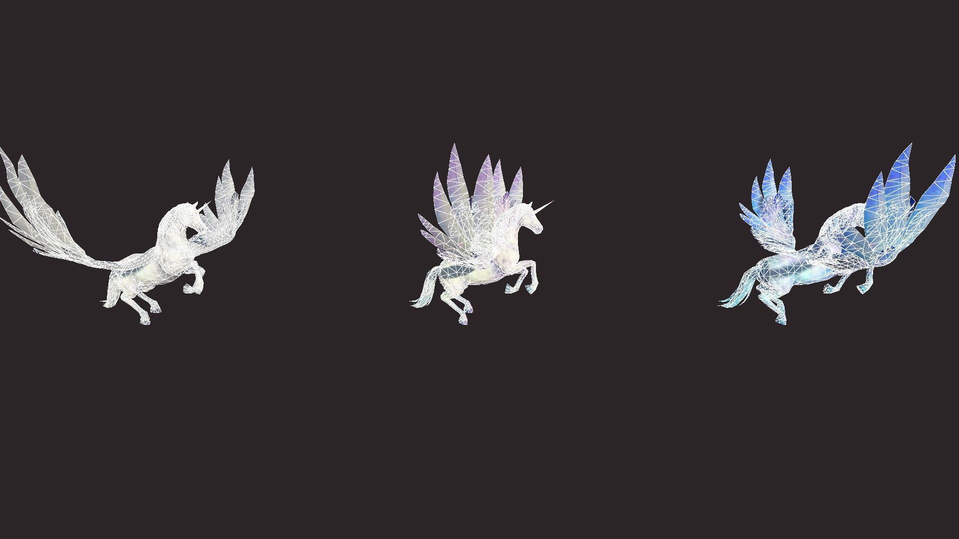 Unicorns unicorn flying in air Low-poly 3D model_19