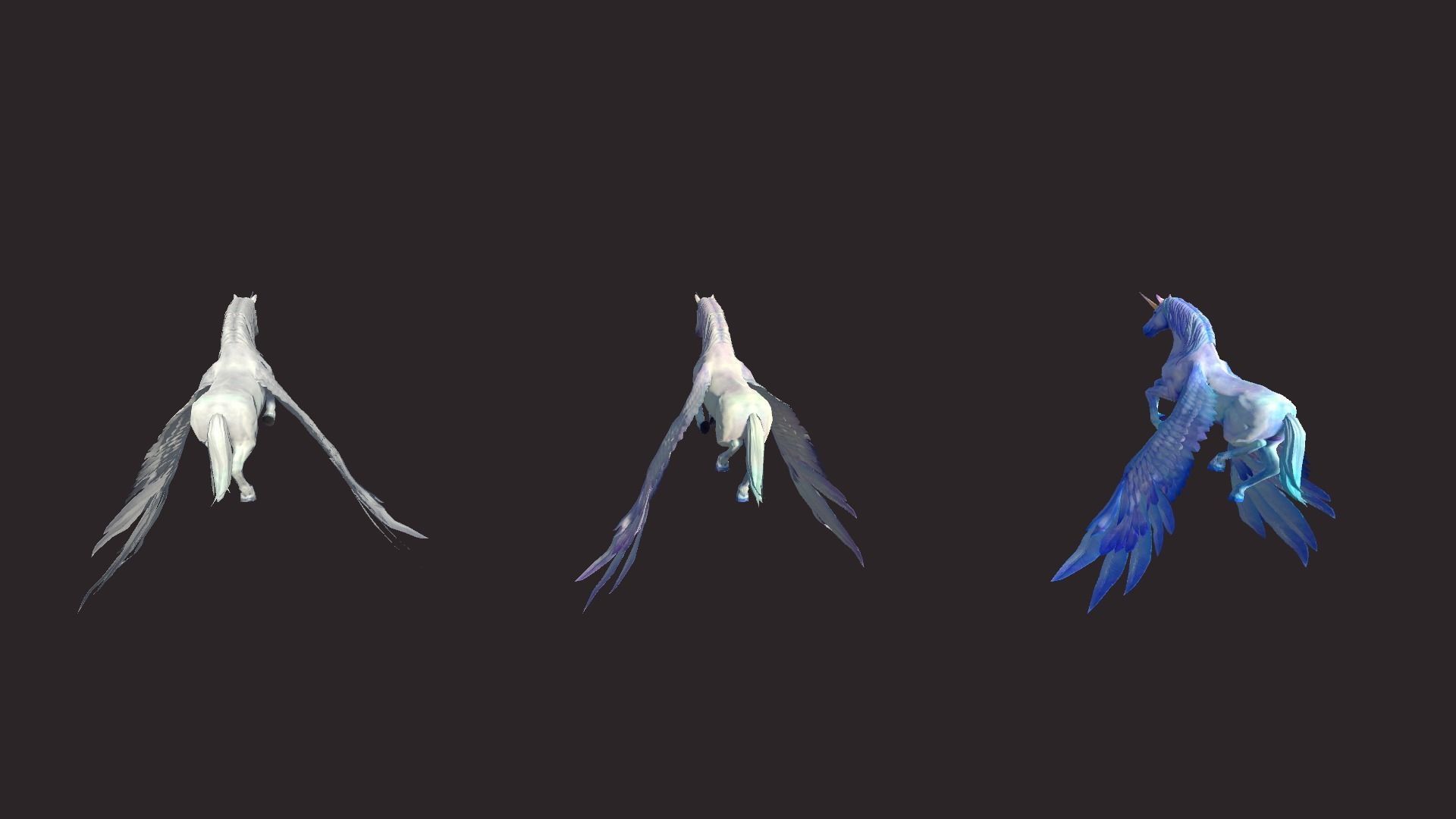 Unicorns unicorn flying in air Low-poly 3D model_7