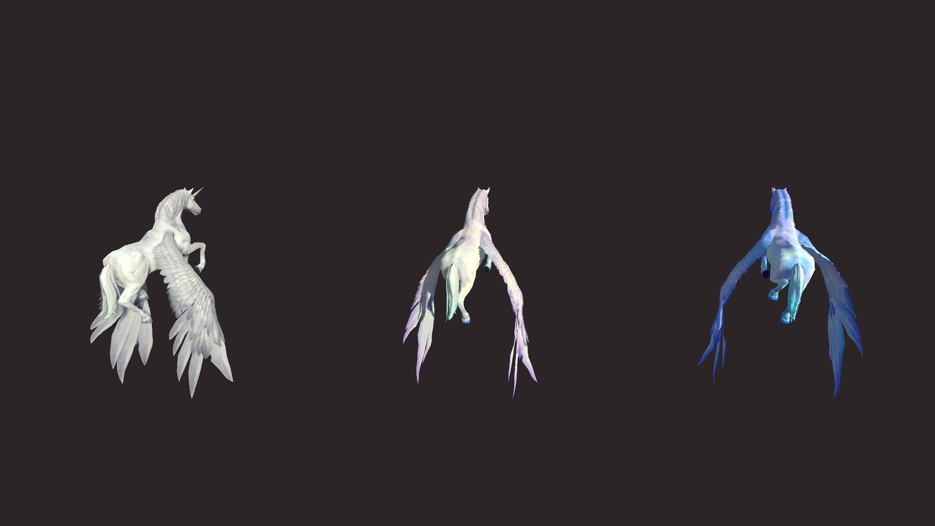 Unicorns unicorn flying in air Low-poly 3D model_8