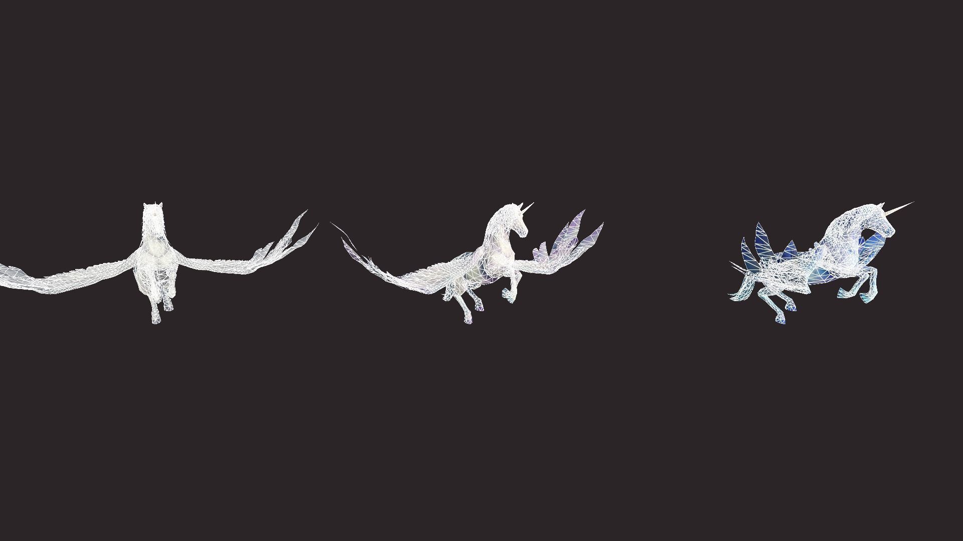 Unicorns unicorn flying in air Low-poly 3D model_20