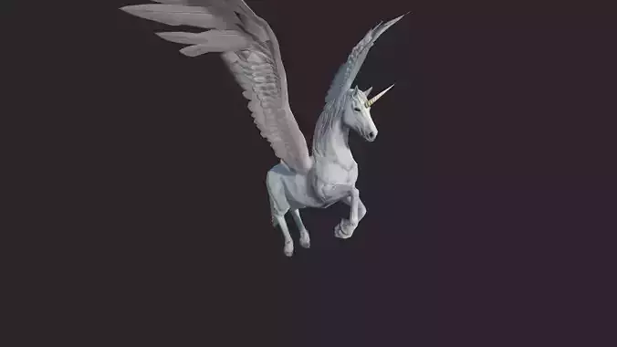 Unicorns unicorn flying in air Low-poly 3D model