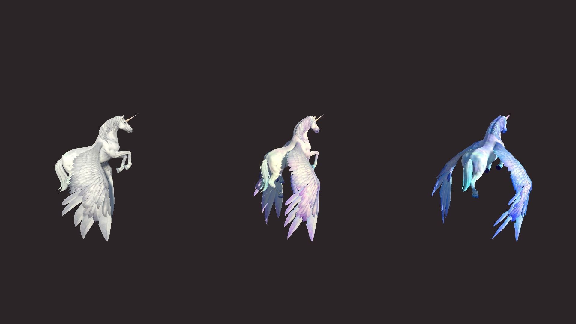 Unicorns unicorn flying in air Low-poly 3D model_9