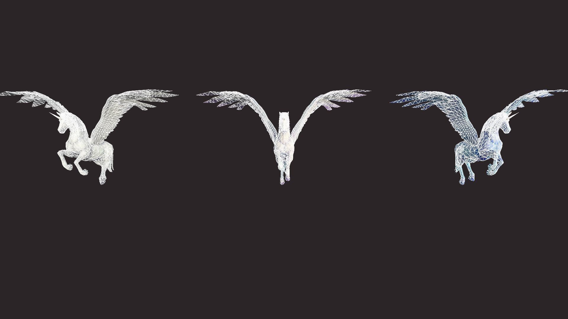 Unicorns unicorn flying in air Low-poly 3D model_12