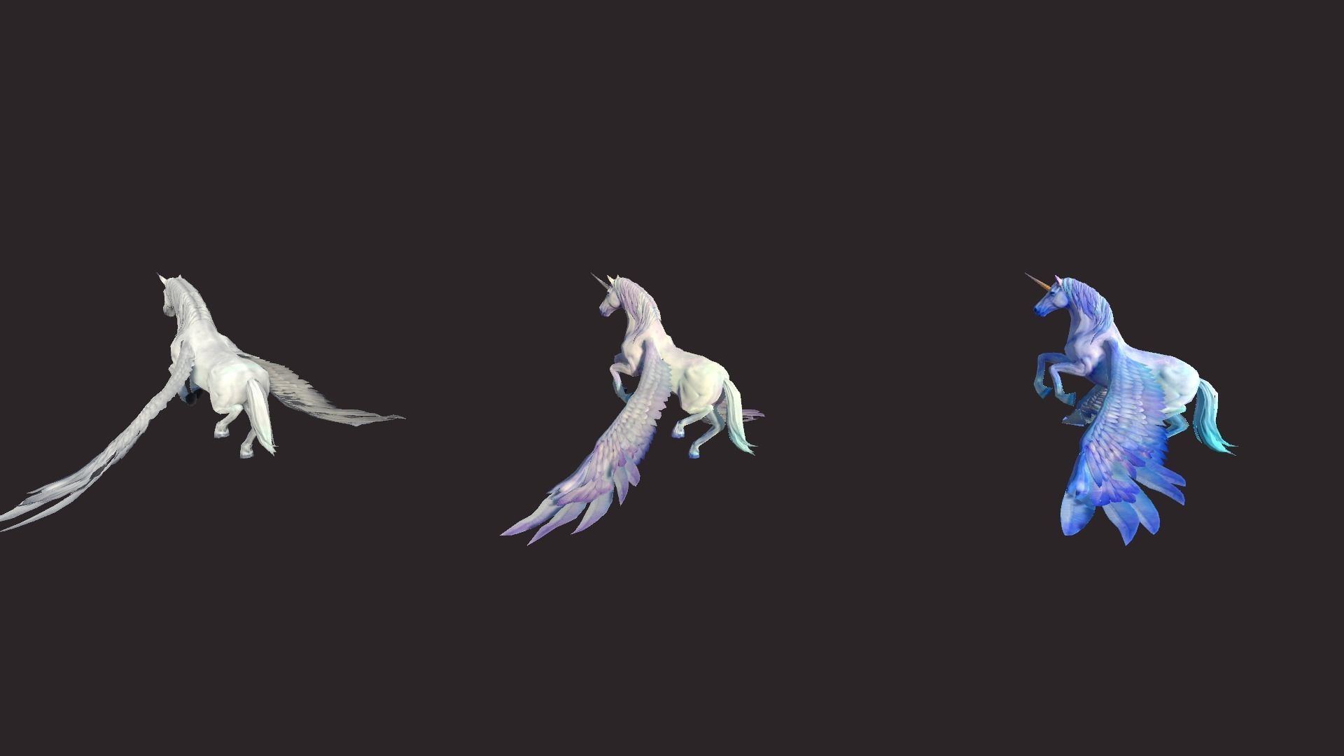 Unicorns unicorn flying in air Low-poly 3D model_6