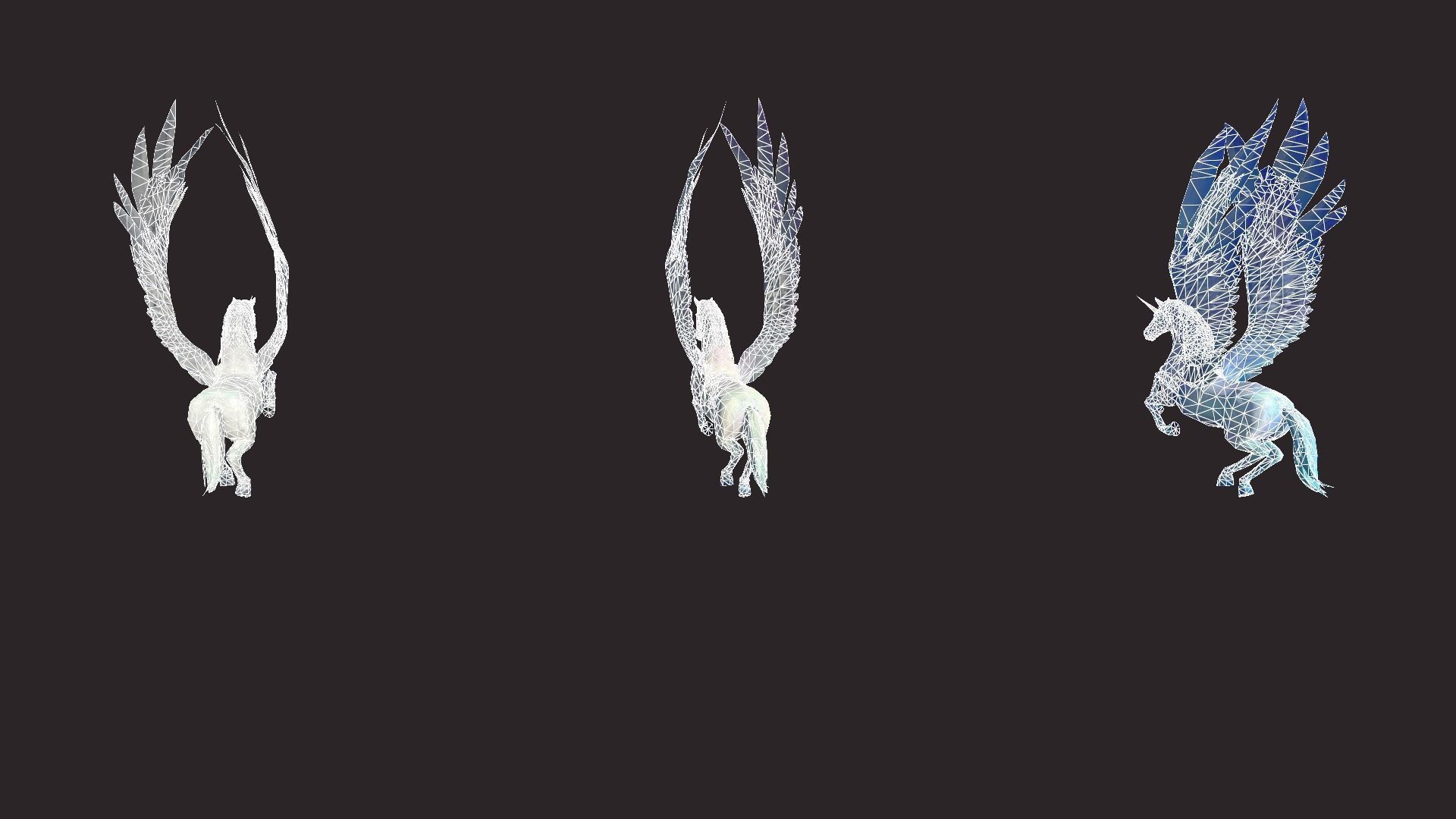 Unicorns unicorn flying in air Low-poly 3D model_16