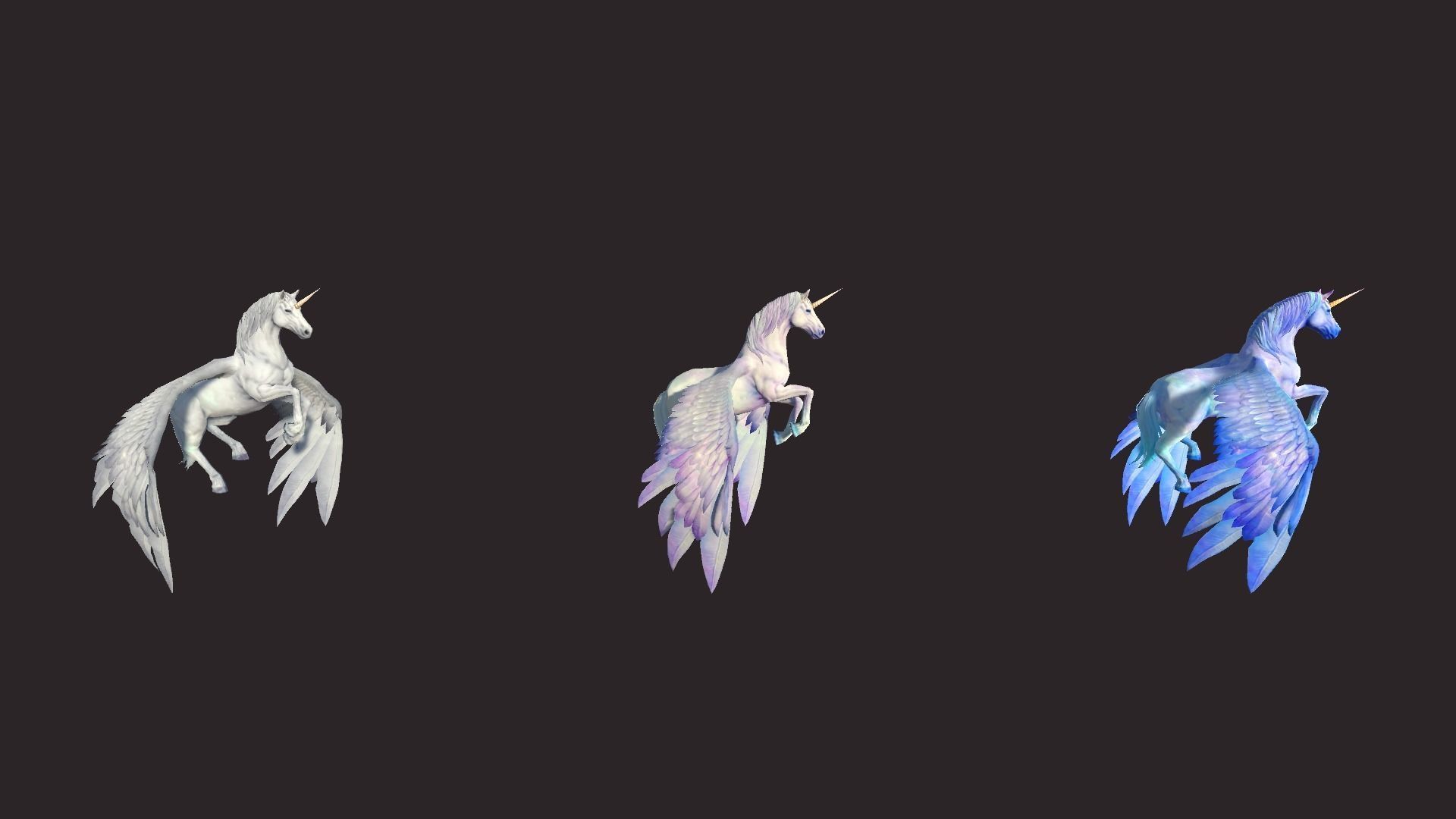 Unicorns unicorn flying in air Low-poly 3D model_10