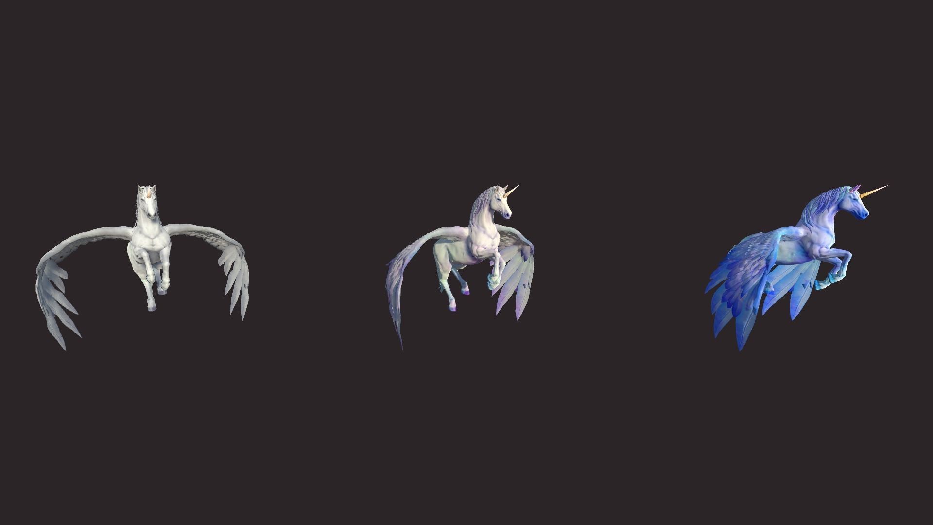 Unicorns unicorn flying in air Low-poly 3D model_11