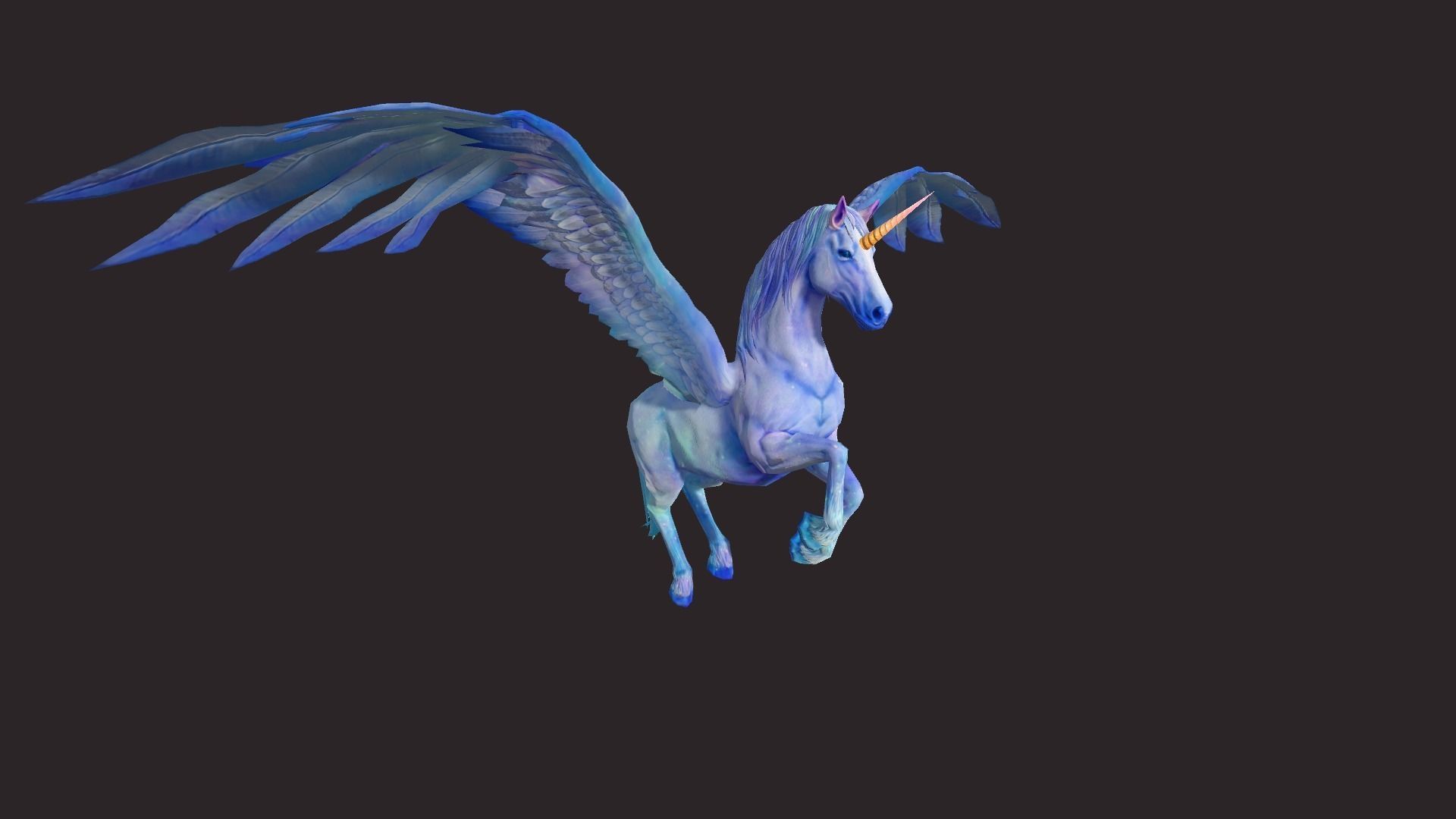 Unicorns unicorn flying in air Low-poly 3D model_2