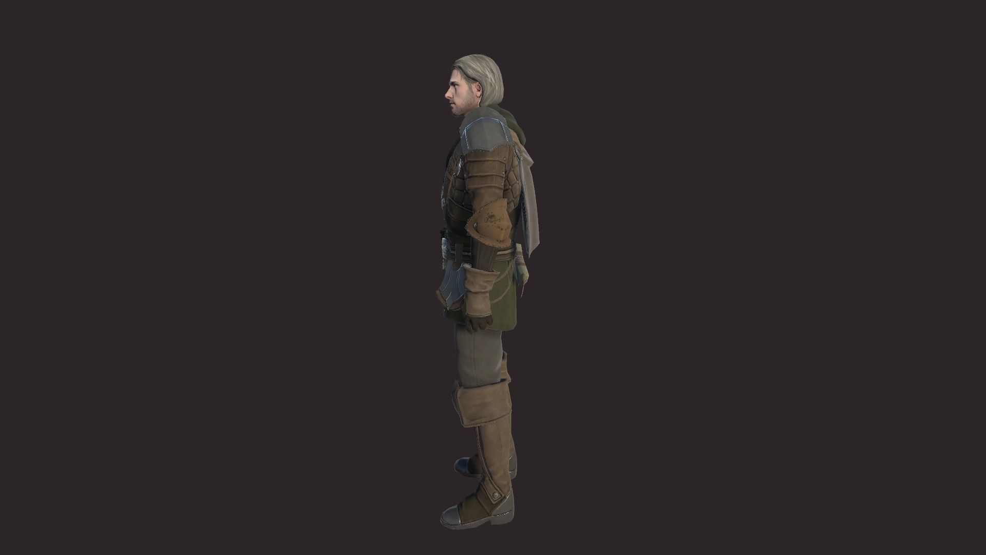 Adventurer witcher character Low-poly 3D model_4