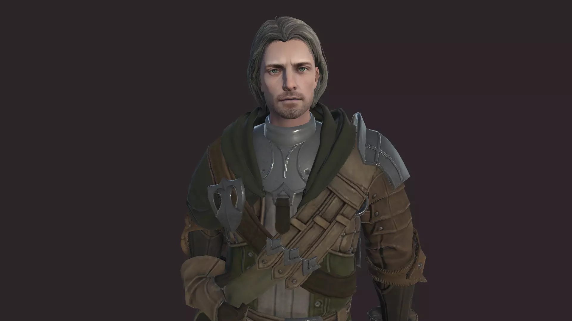 Adventurer witcher character Low-poly 3D model_0