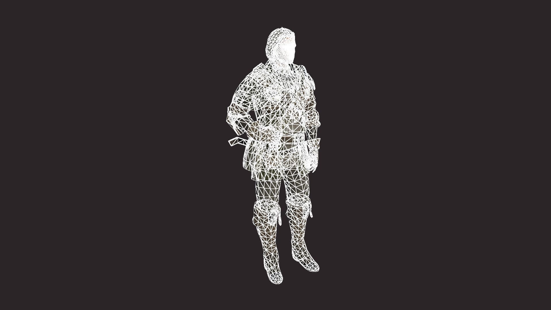 Adventurer witcher character Low-poly 3D model_19