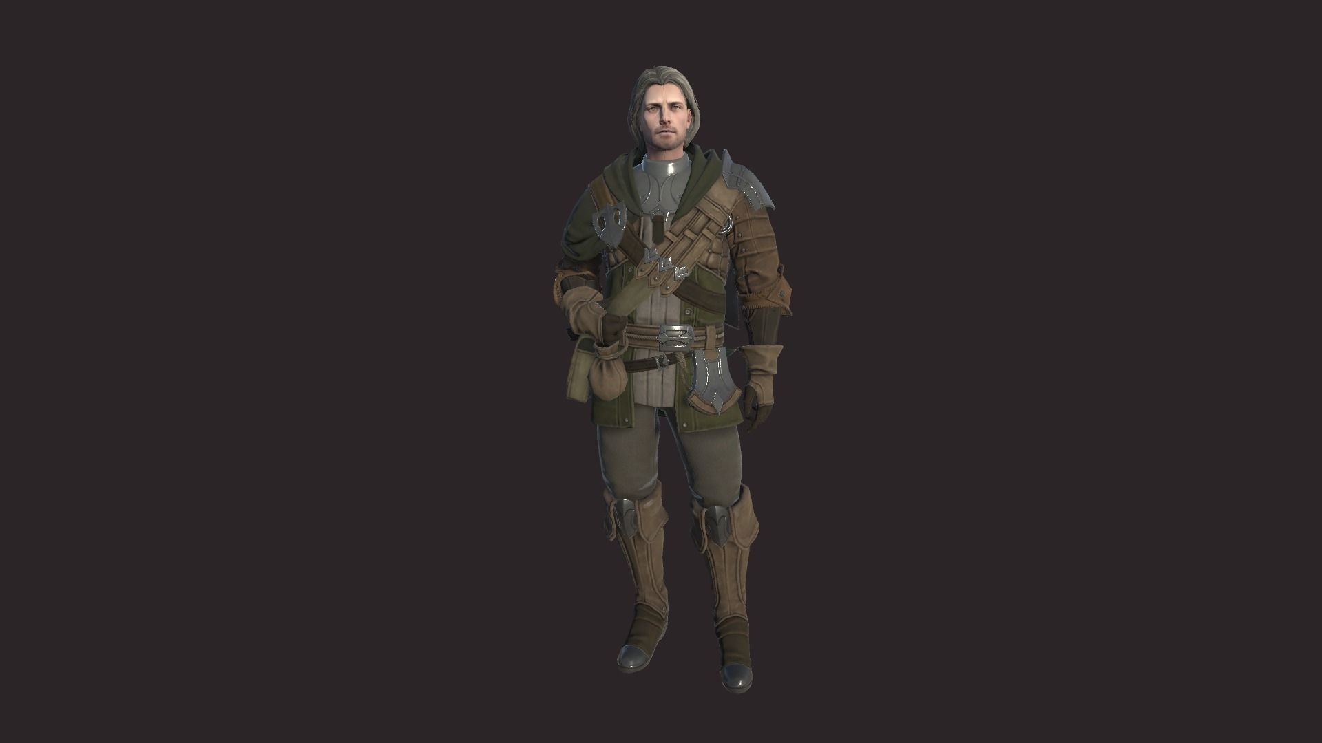Adventurer witcher character Low-poly 3D model_2