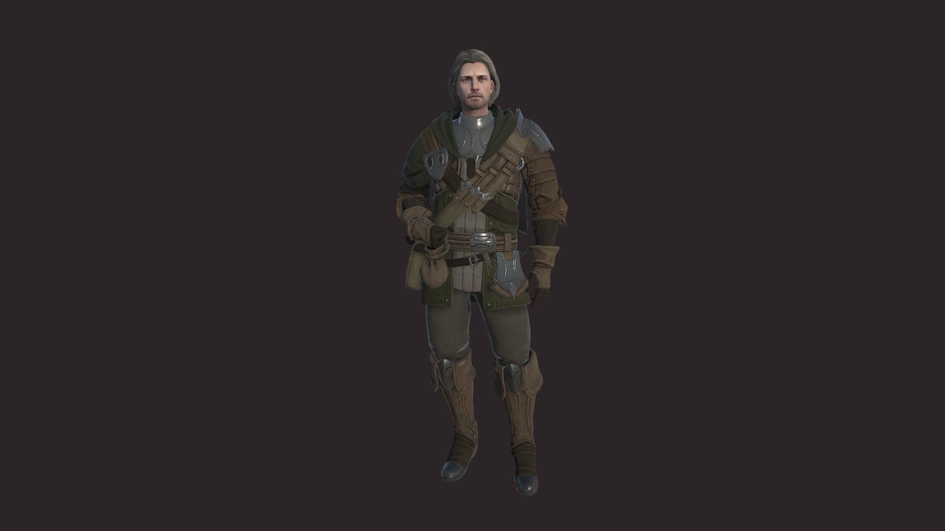 Adventurer witcher character Low-poly 3D model_1