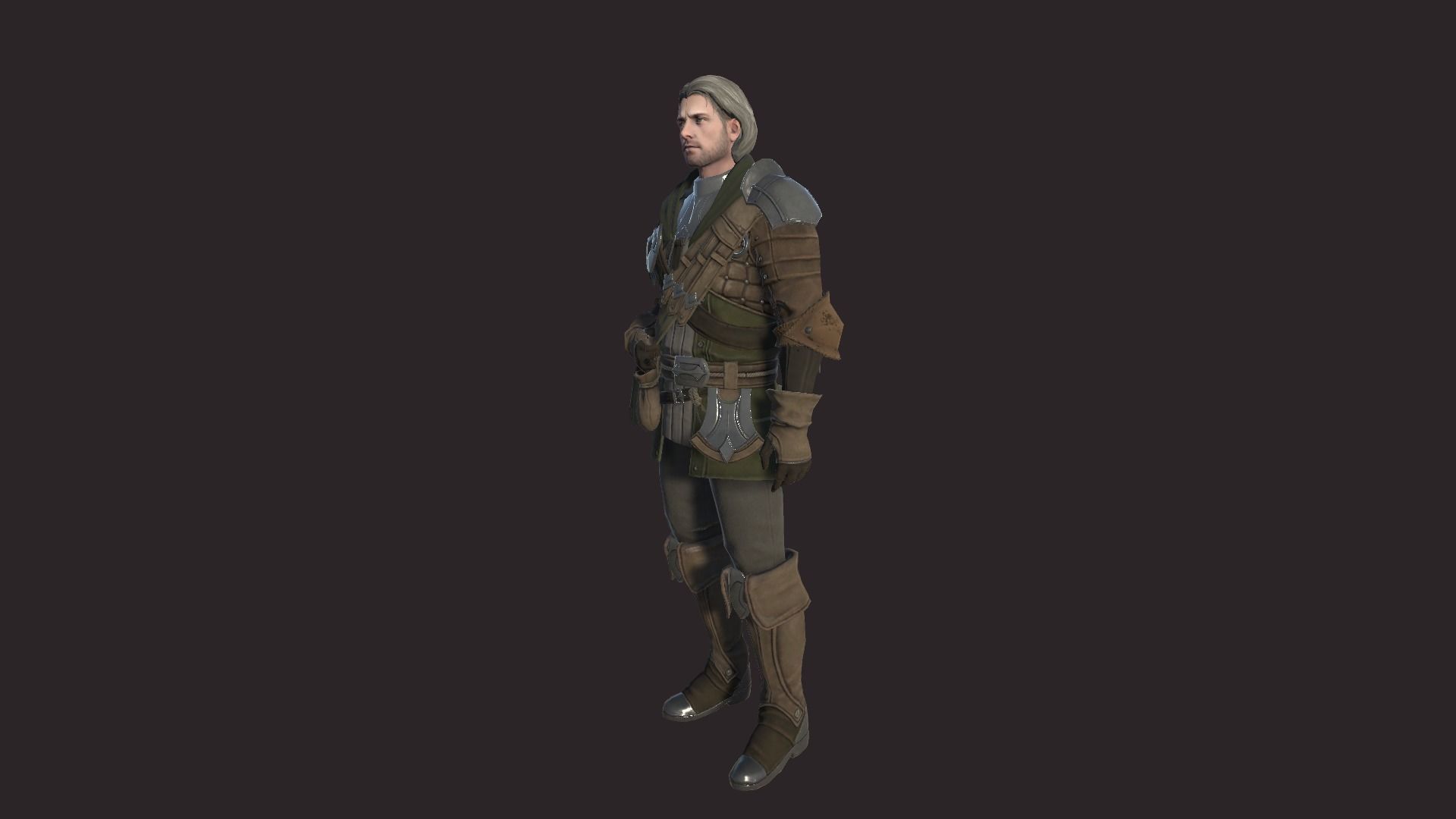 Adventurer witcher character Low-poly 3D model_3