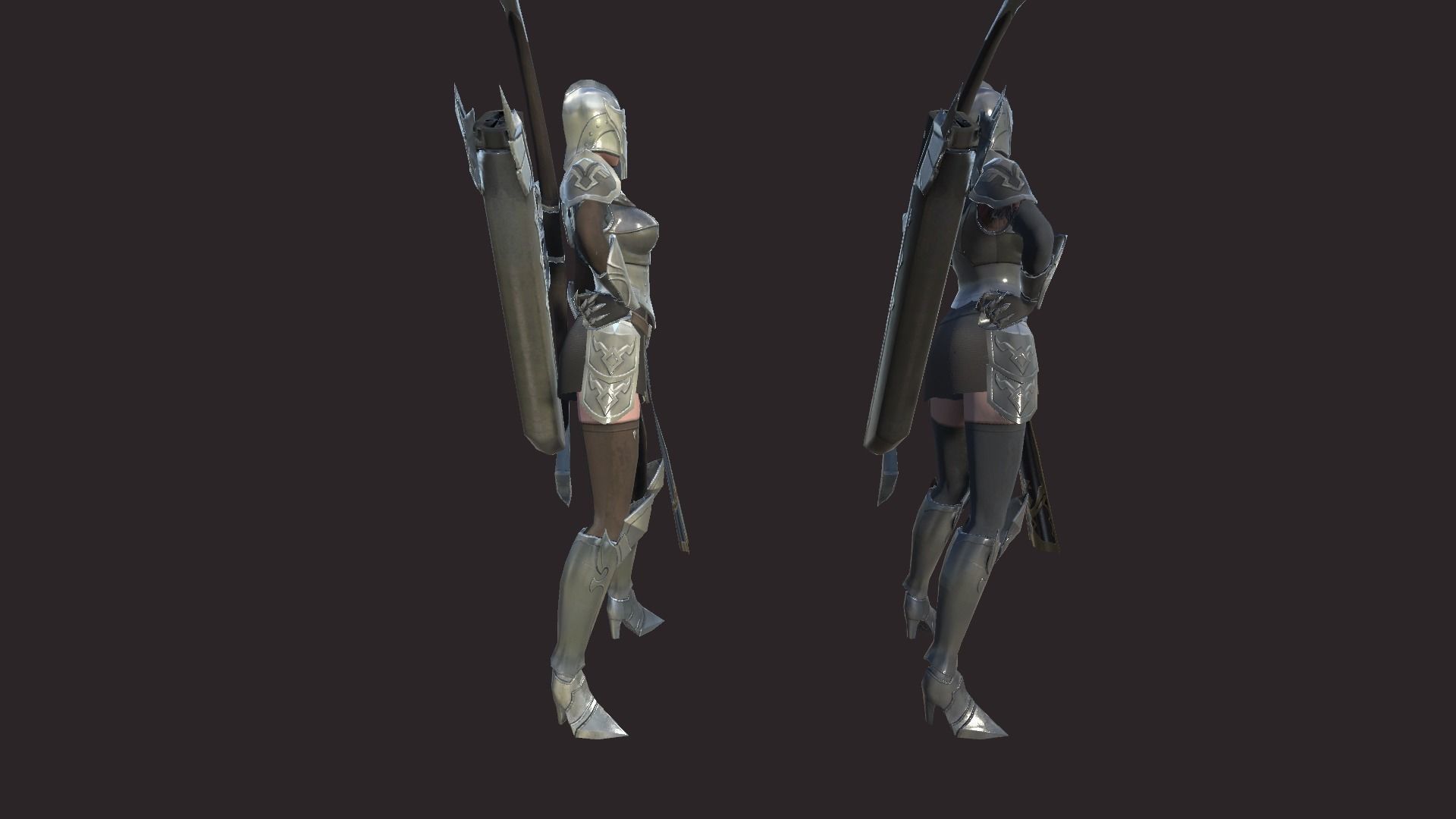 Armored Archer Low-poly 3D model_9