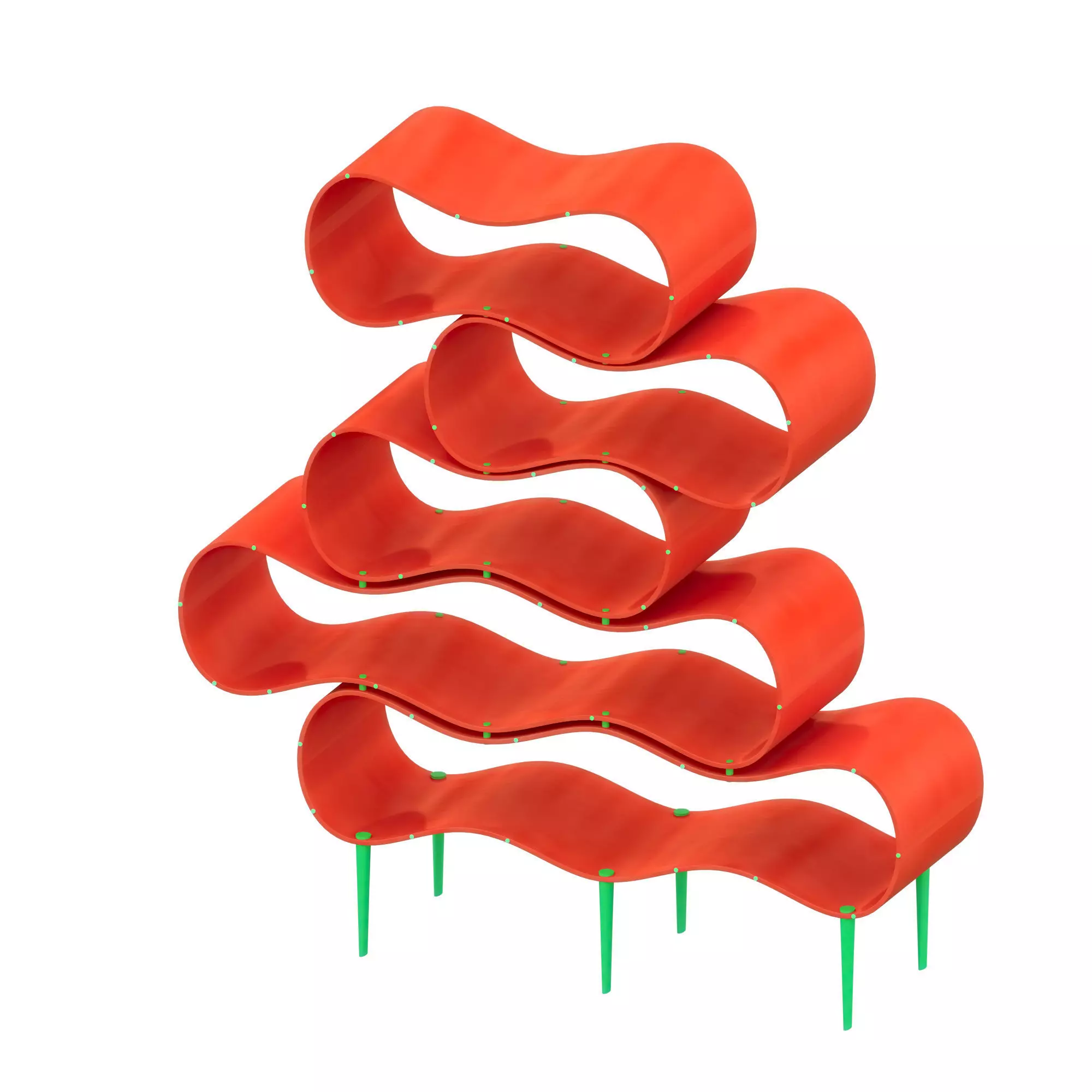 Shelf orange wavy sculpture 3D model