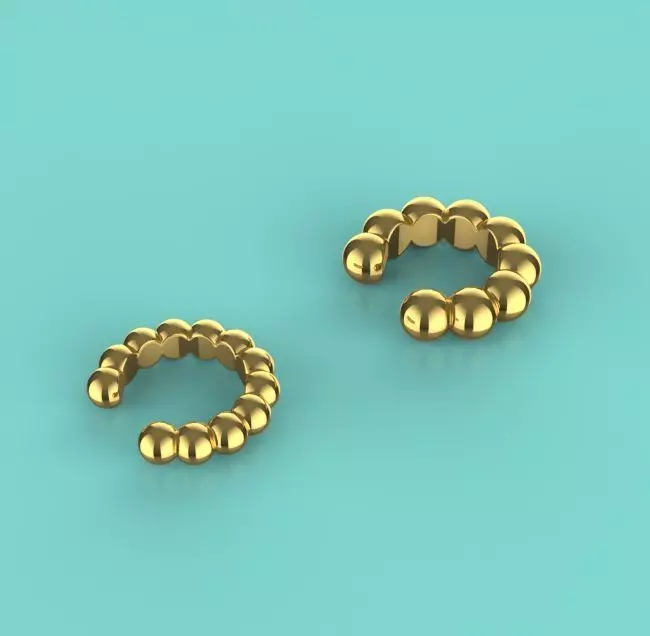 Sphere Beaded Ear Cuff Earrings 3D print model 3D print model_0