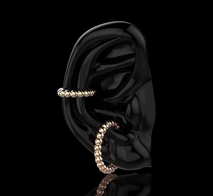 Sphere Beaded Ear Cuff Earrings 3D print model 3D print model_3