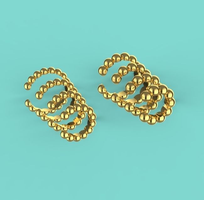 Sphere Beaded Ear Cuff Earrings 3D print model 3D print model_5