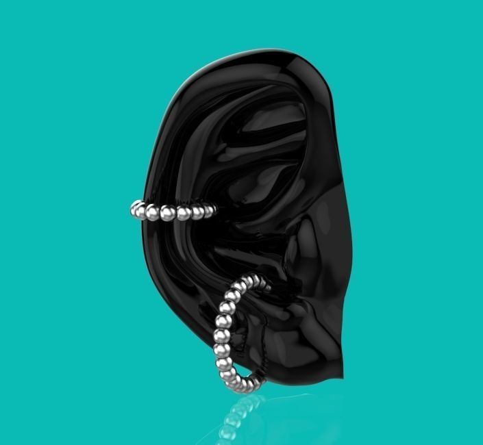 Sphere Beaded Ear Cuff Earrings 3D print model 3D print model_7