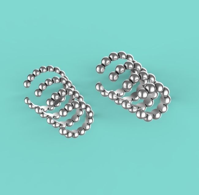 Sphere Beaded Ear Cuff Earrings 3D print model 3D print model_4