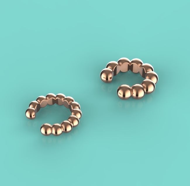 Sphere Beaded Ear Cuff Earrings 3D print model 3D print model_2
