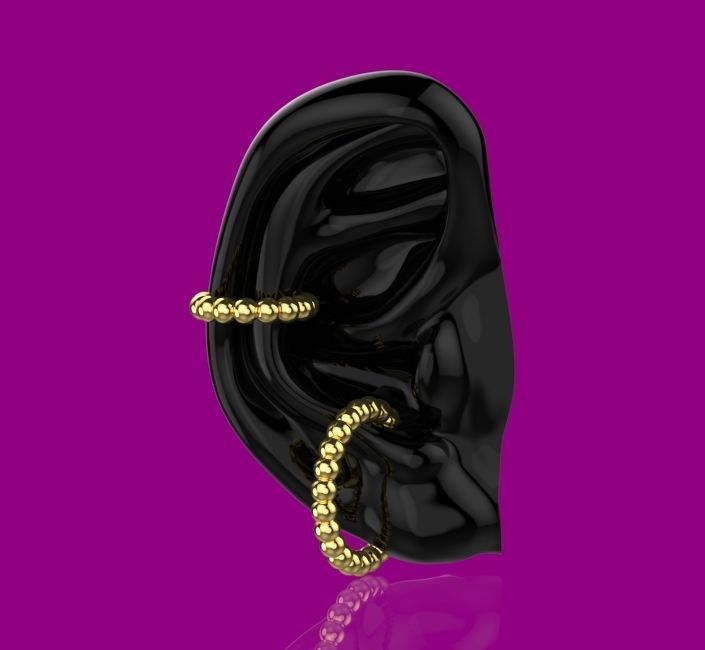 Sphere Beaded Ear Cuff Earrings 3D print model 3D print model_1