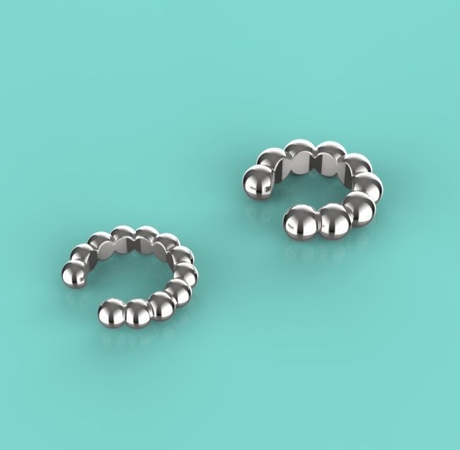 Sphere Beaded Ear Cuff Earrings 3D print model 3D print model_8