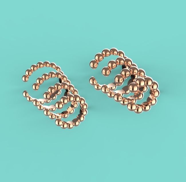 Sphere Beaded Ear Cuff Earrings 3D print model 3D print model_6