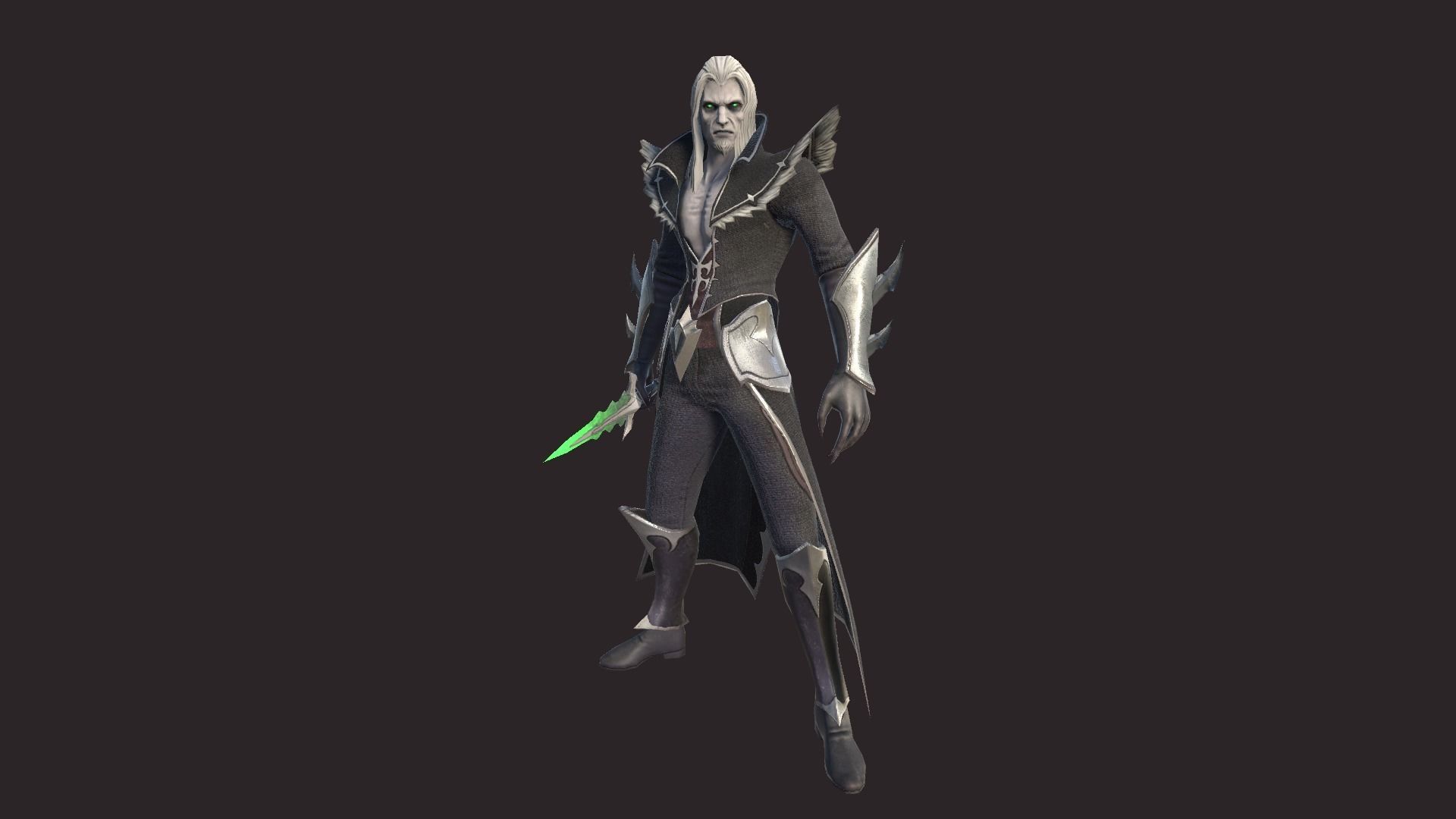 Necromancer character with hair and eyes Low-poly 3D model_1