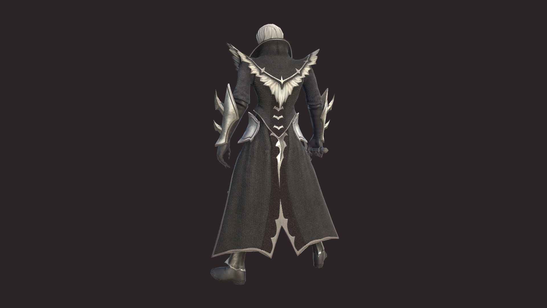 Necromancer character with hair and eyes Low-poly 3D model_4