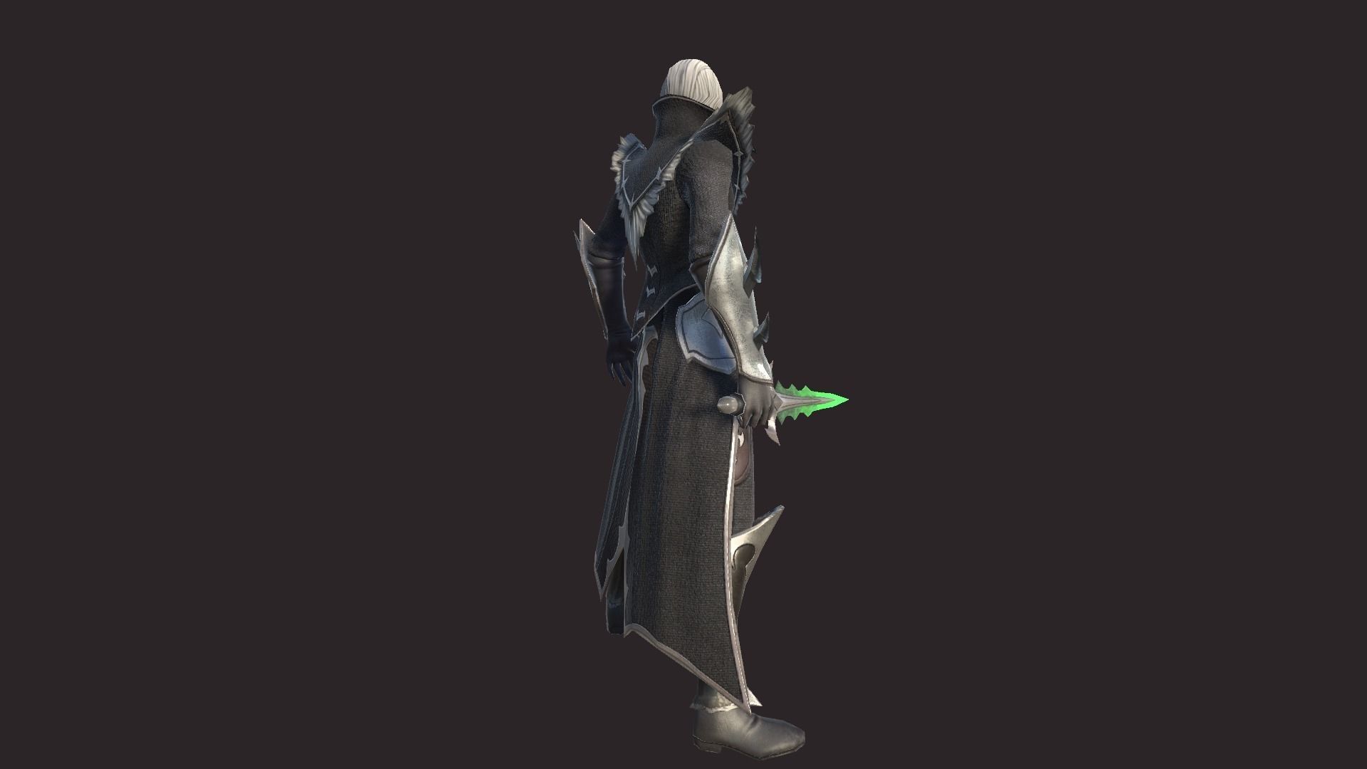 Necromancer character with hair and eyes Low-poly 3D model_6