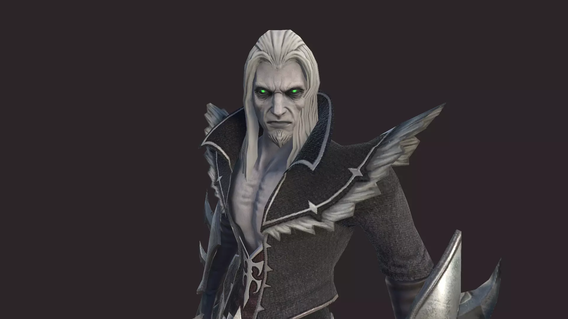 Necromancer character with hair and eyes Low-poly 3D model_0