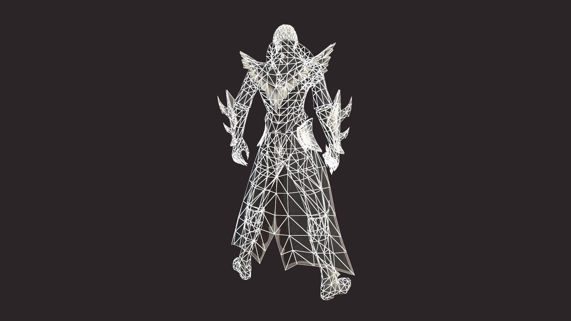 Necromancer character with hair and eyes Low-poly 3D model_14