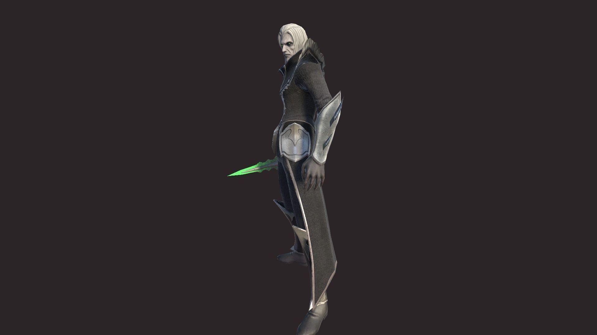 Necromancer character with hair and eyes Low-poly 3D model_2
