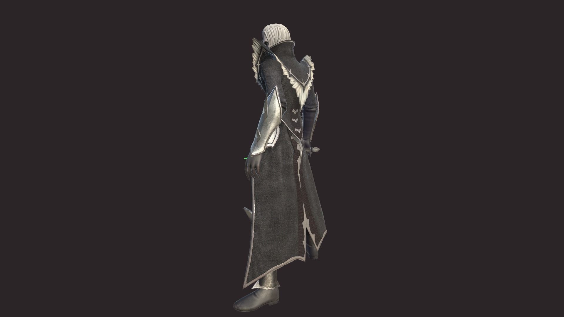 Necromancer character with hair and eyes Low-poly 3D model_3