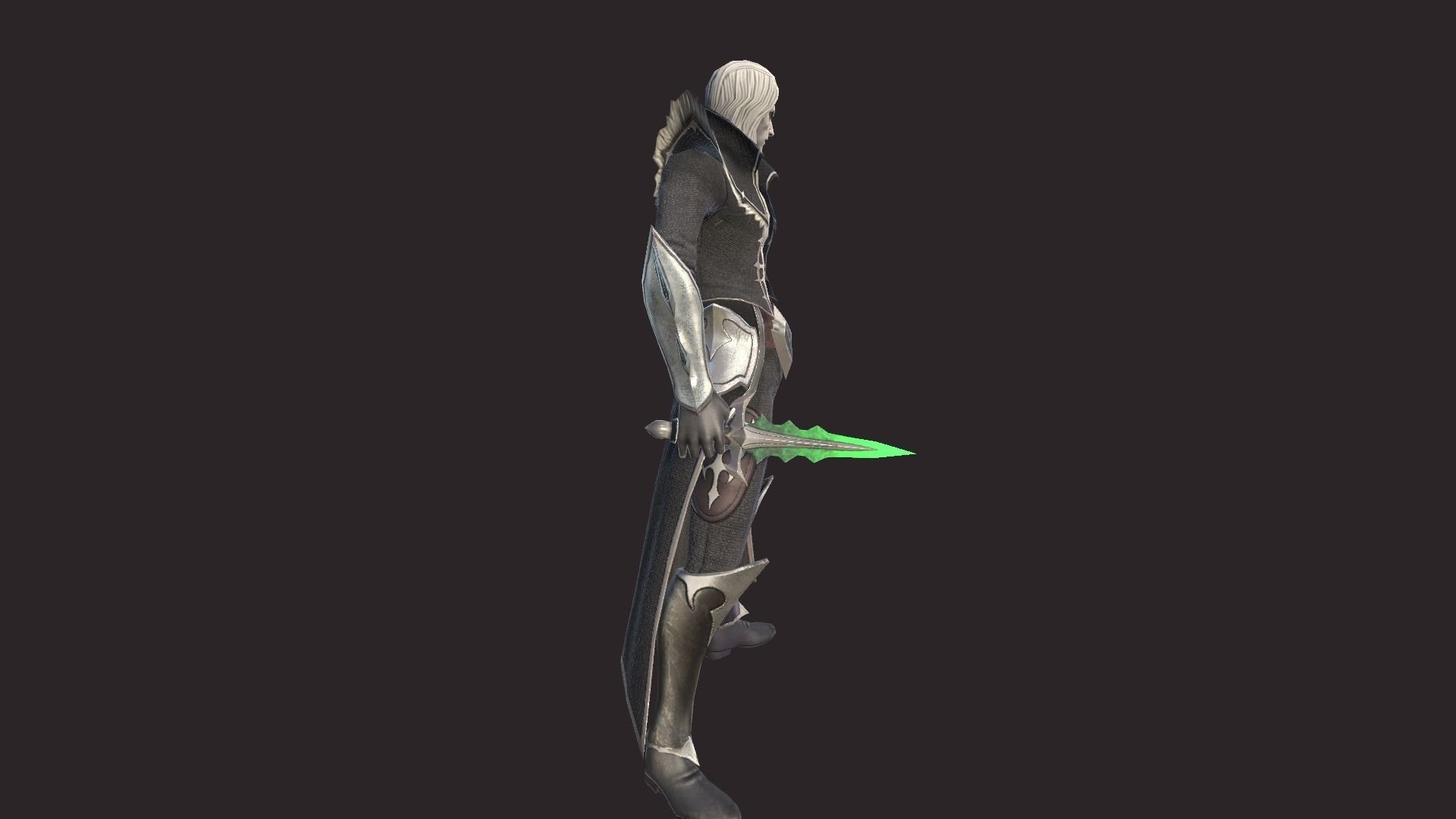 Necromancer character with hair and eyes Low-poly 3D model_7