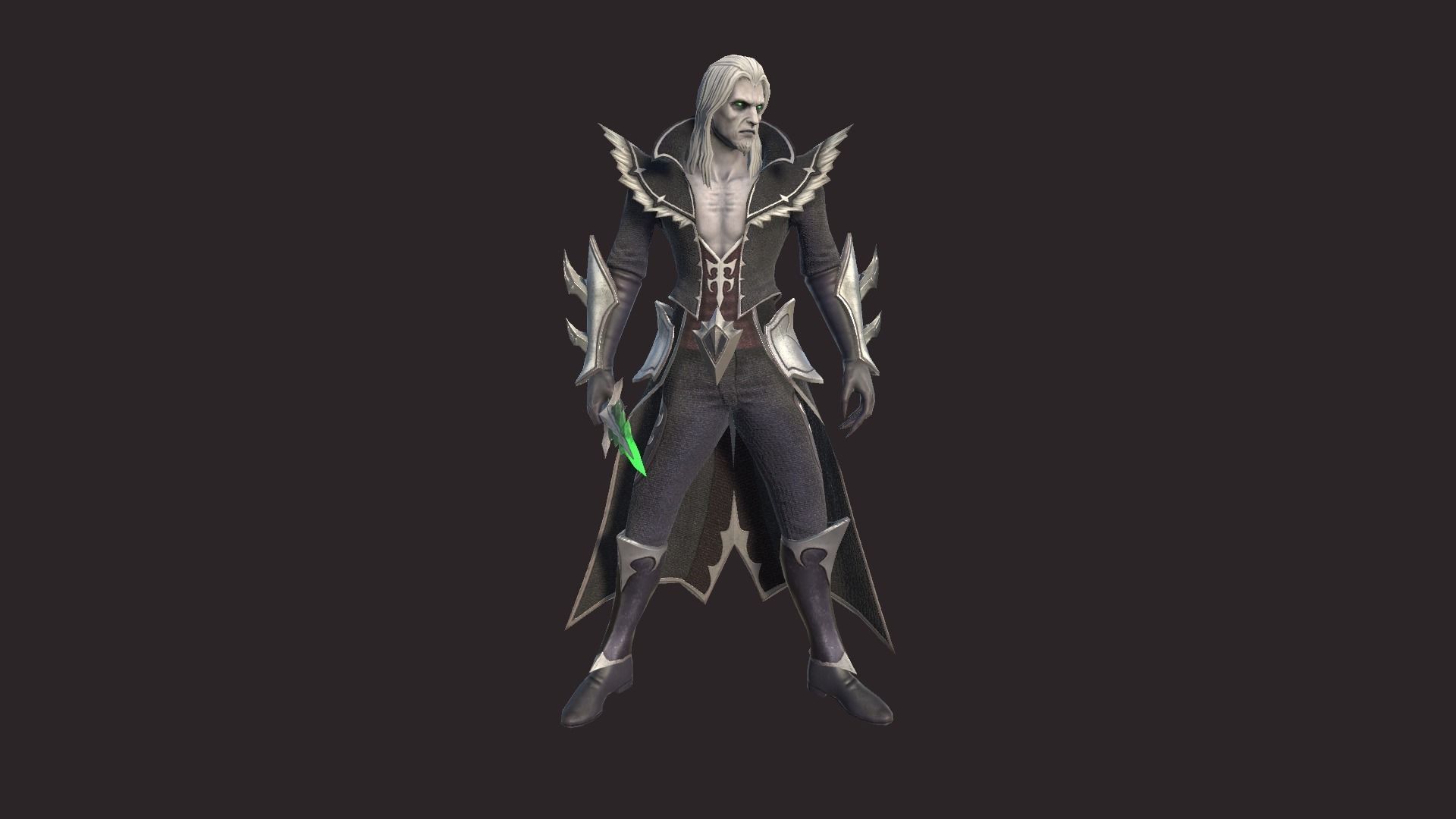 Necromancer character with hair and eyes Low-poly 3D model_9