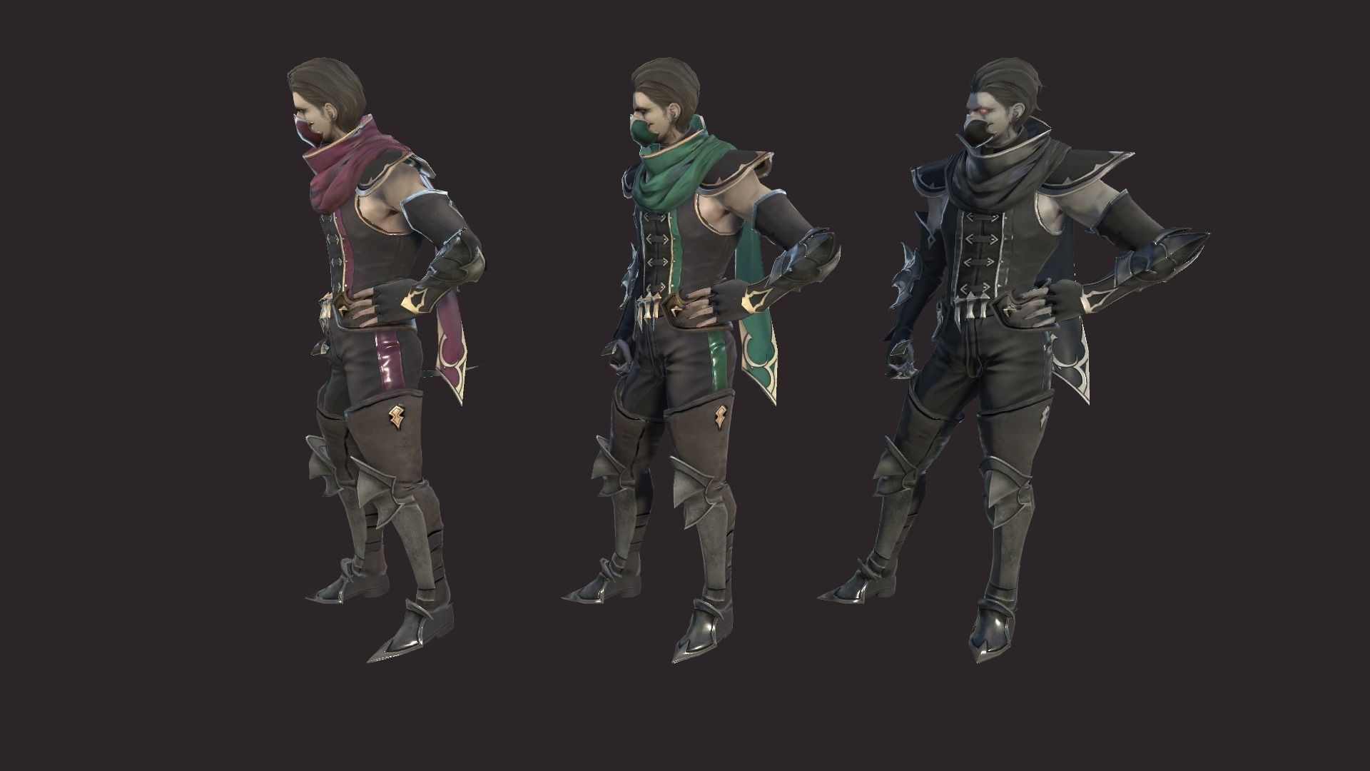 Thiefs character in armor and holding sword Low-poly 3D model_6