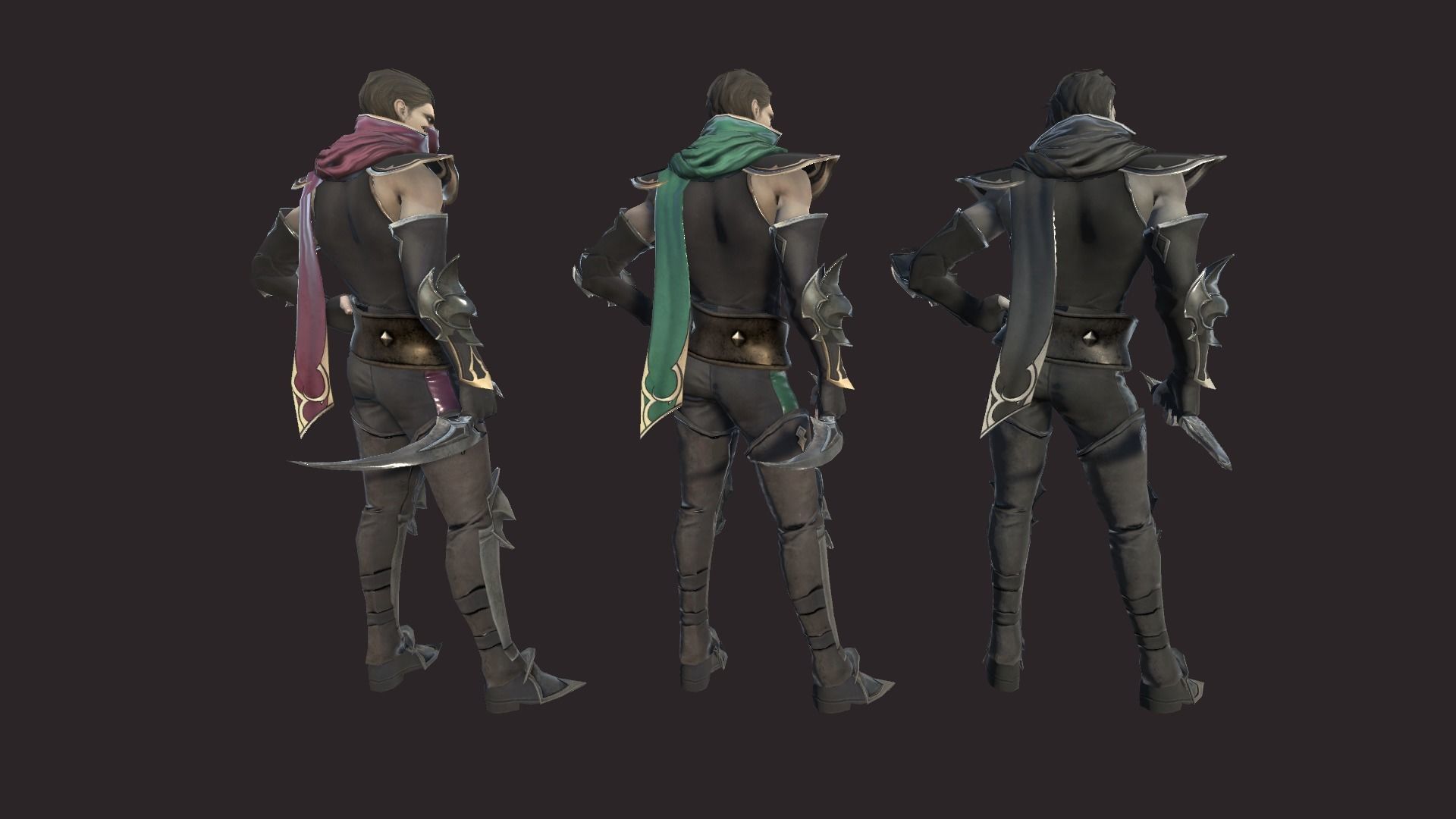 Thiefs character in armor and holding sword Low-poly 3D model_10