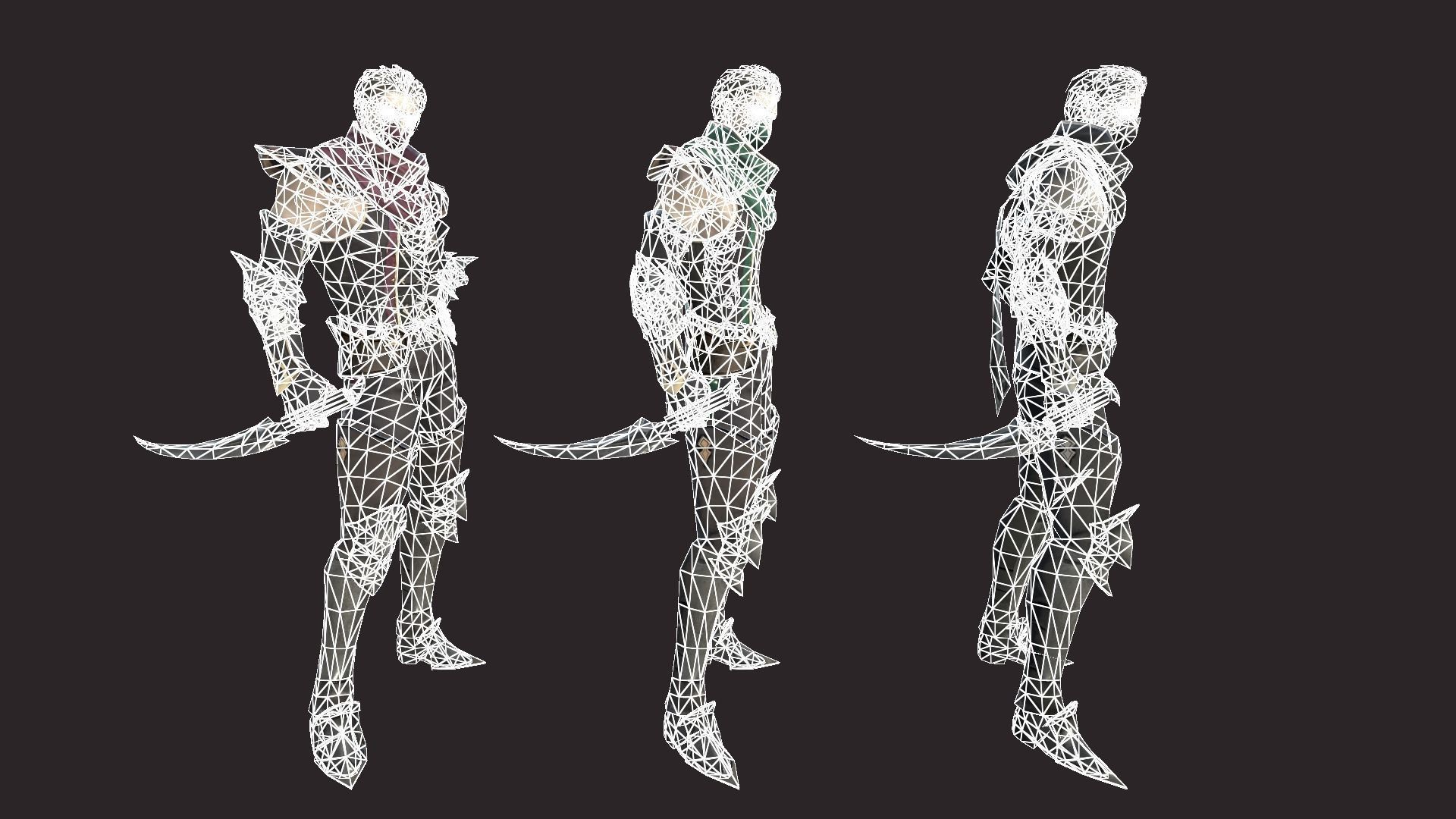 Thiefs character in armor and holding sword Low-poly 3D model_21