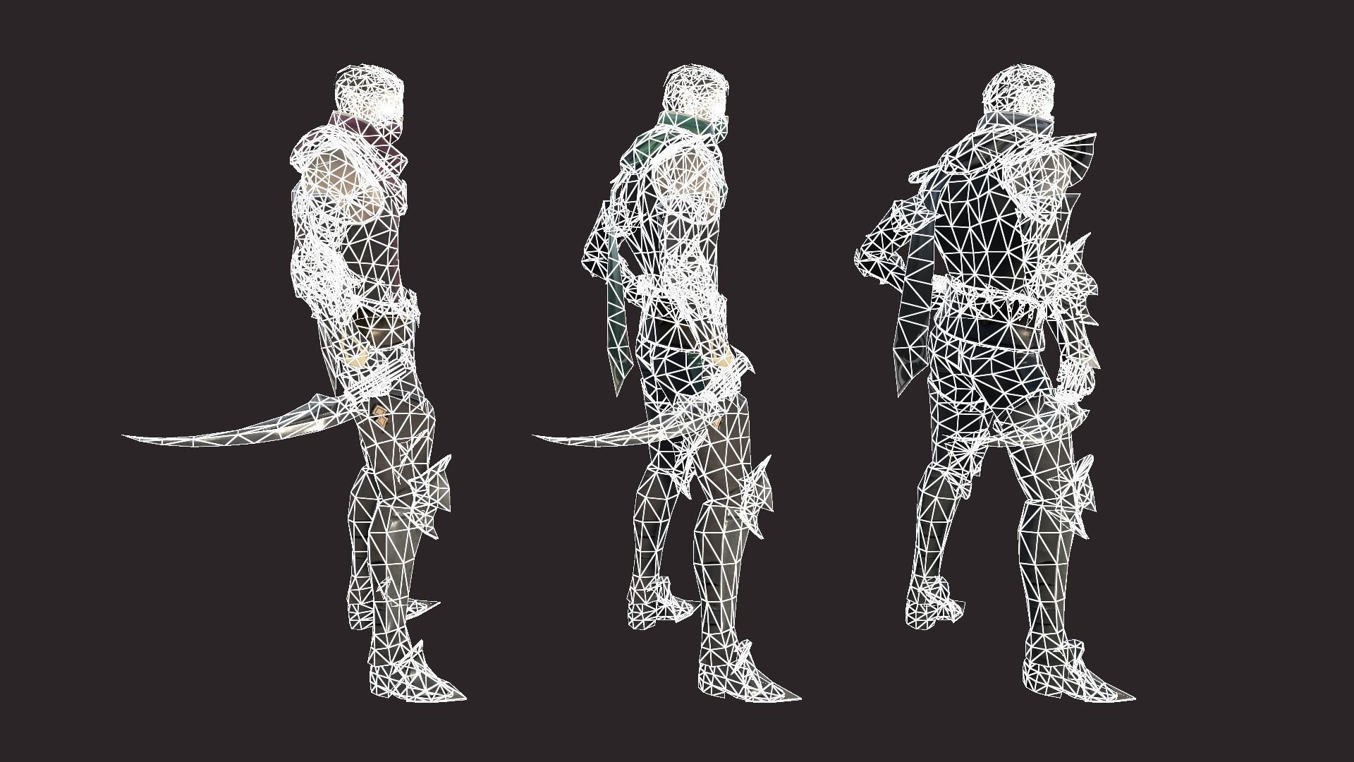 Thiefs character in armor and holding sword Low-poly 3D model_20