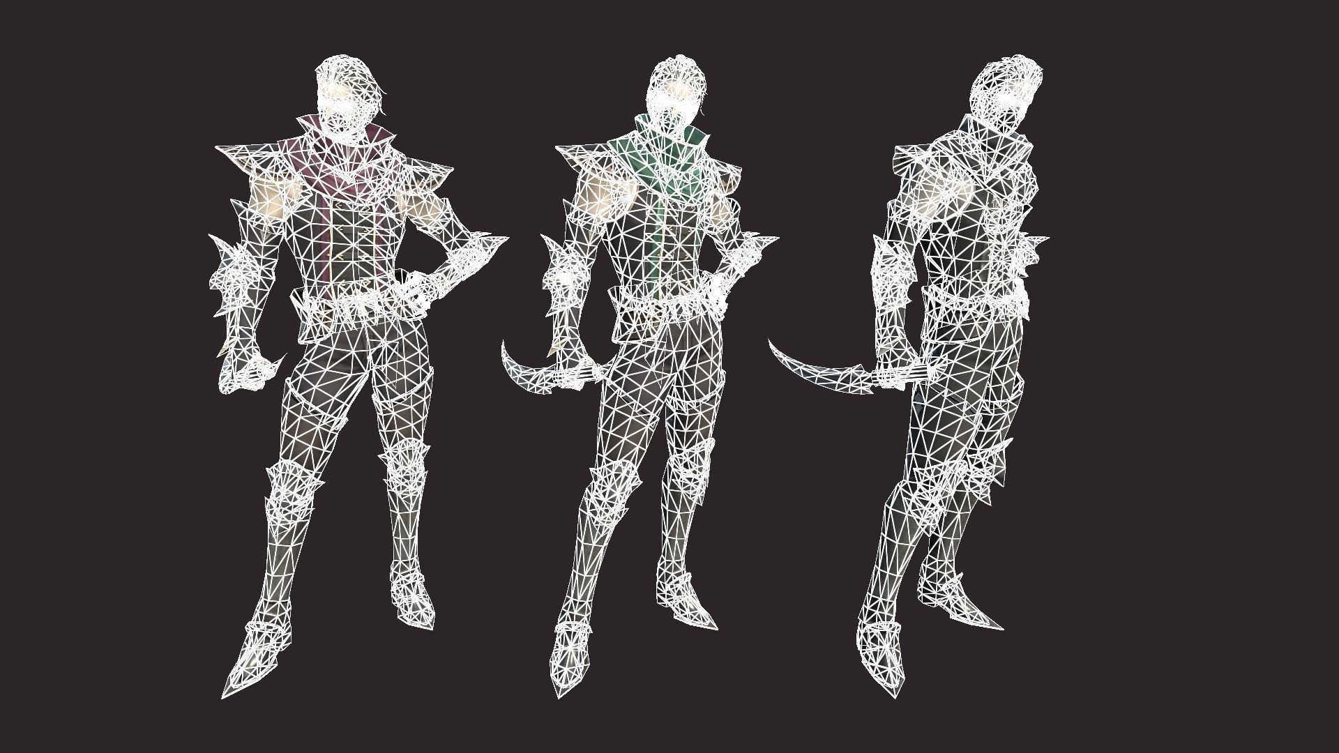 Thiefs character in armor and holding sword Low-poly 3D model_13