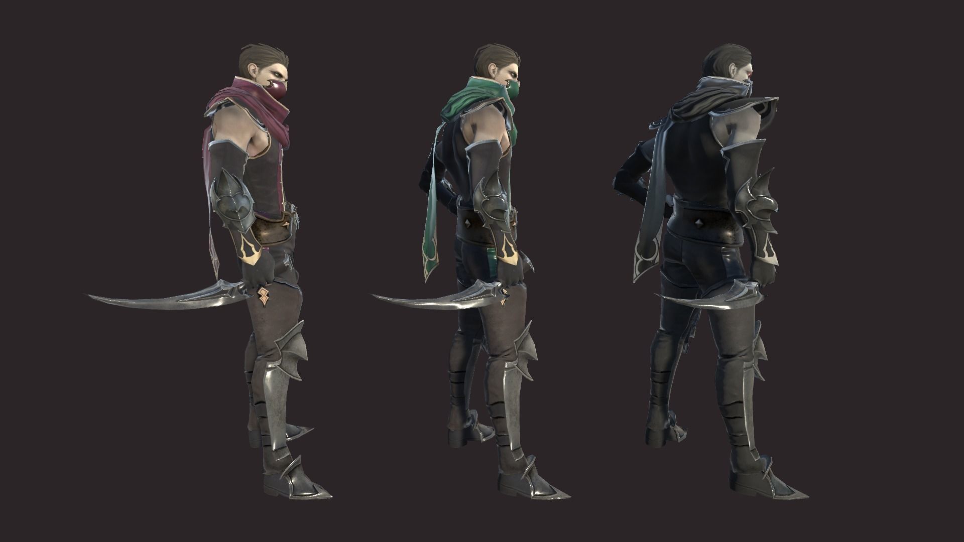 Thiefs character in armor and holding sword Low-poly 3D model_11