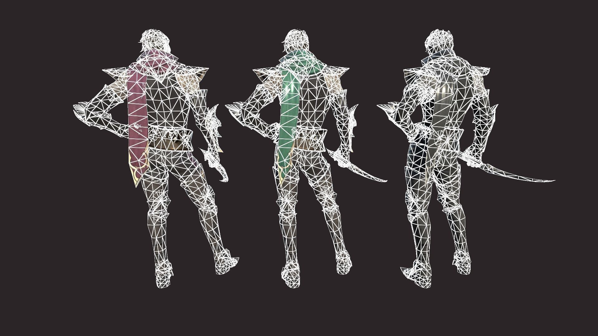 Thiefs character in armor and holding sword Low-poly 3D model_18