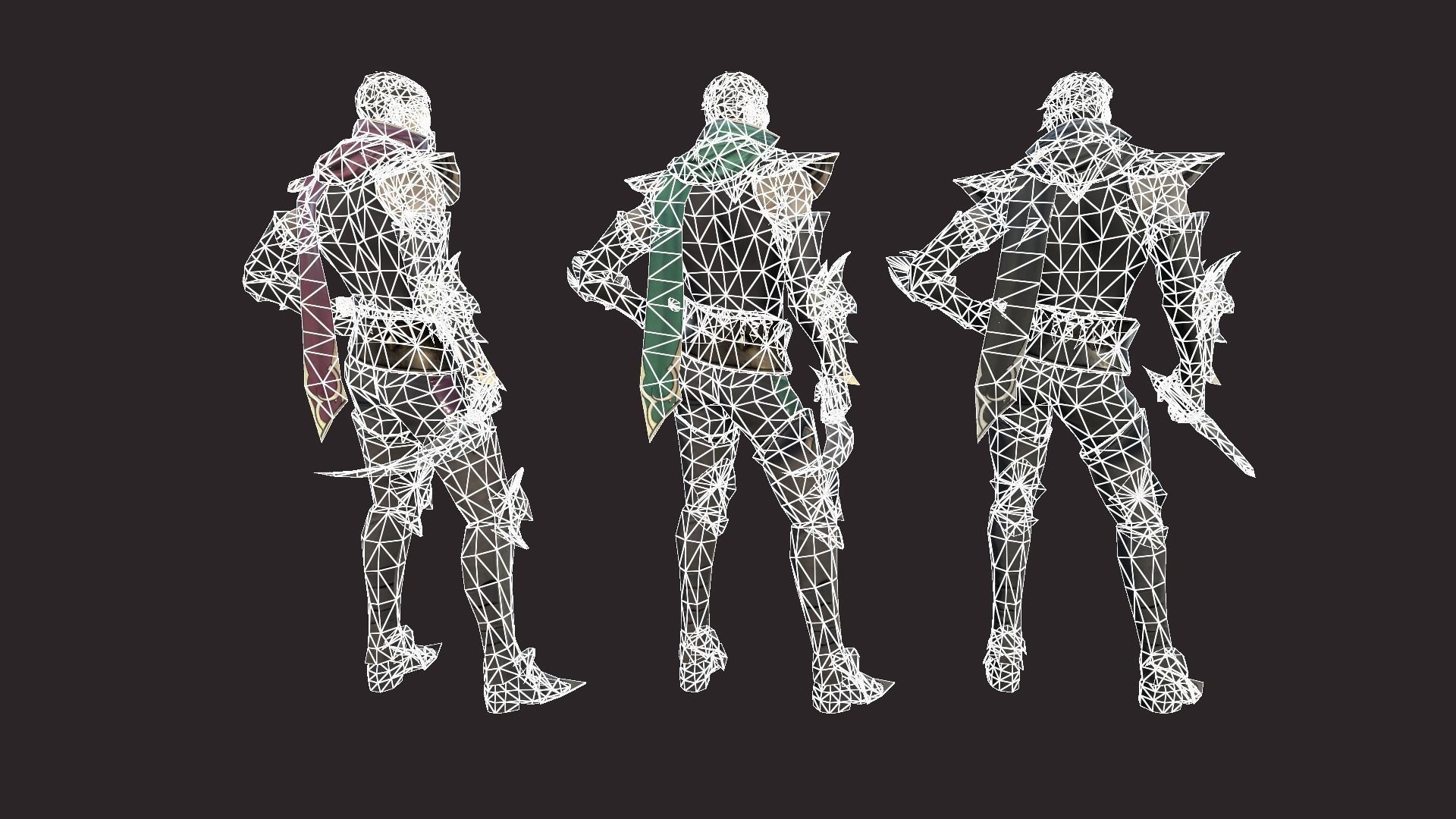 Thiefs character in armor and holding sword Low-poly 3D model_19