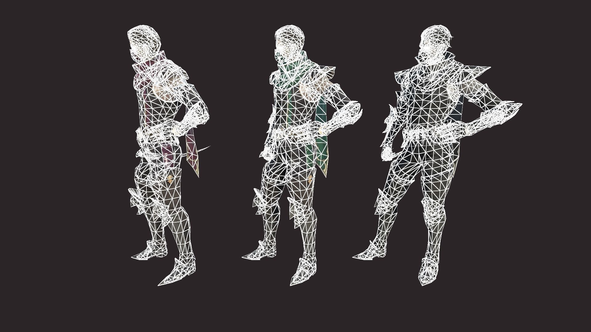 Thiefs character in armor and holding sword Low-poly 3D model_15