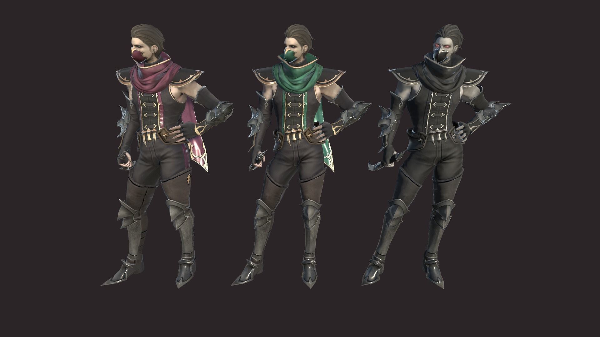 Thiefs character in armor and holding sword Low-poly 3D model_5